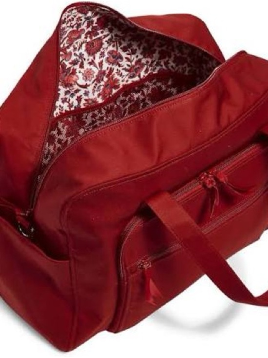 Vera Bradley Handbags - Vera Bradley Red Recycled Cotton Weekender Bag